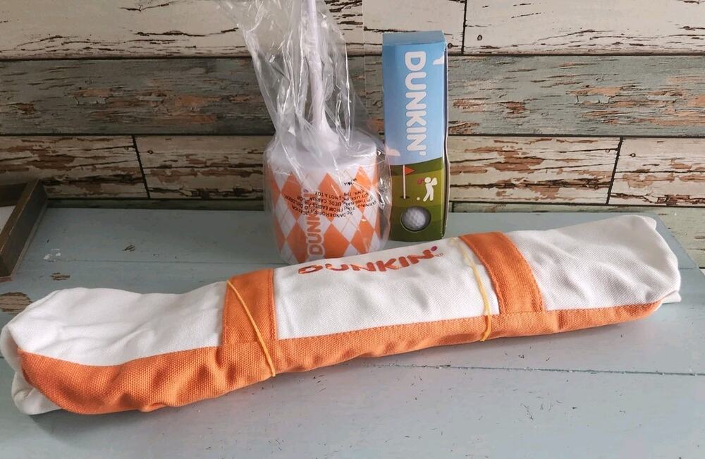 2026 Dunkin Donuts Limited Edition Tote, Golf Tee Cup Holder & Gulf Ball NWT